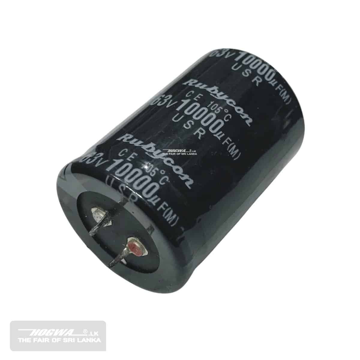 2x 10000uF 63V Electrolytic Capacitors, 30x50mm, Aluminum, Through Hole