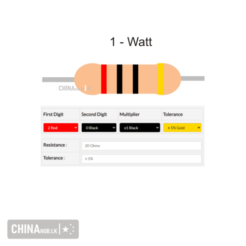 20 ohm 1 watt resistor