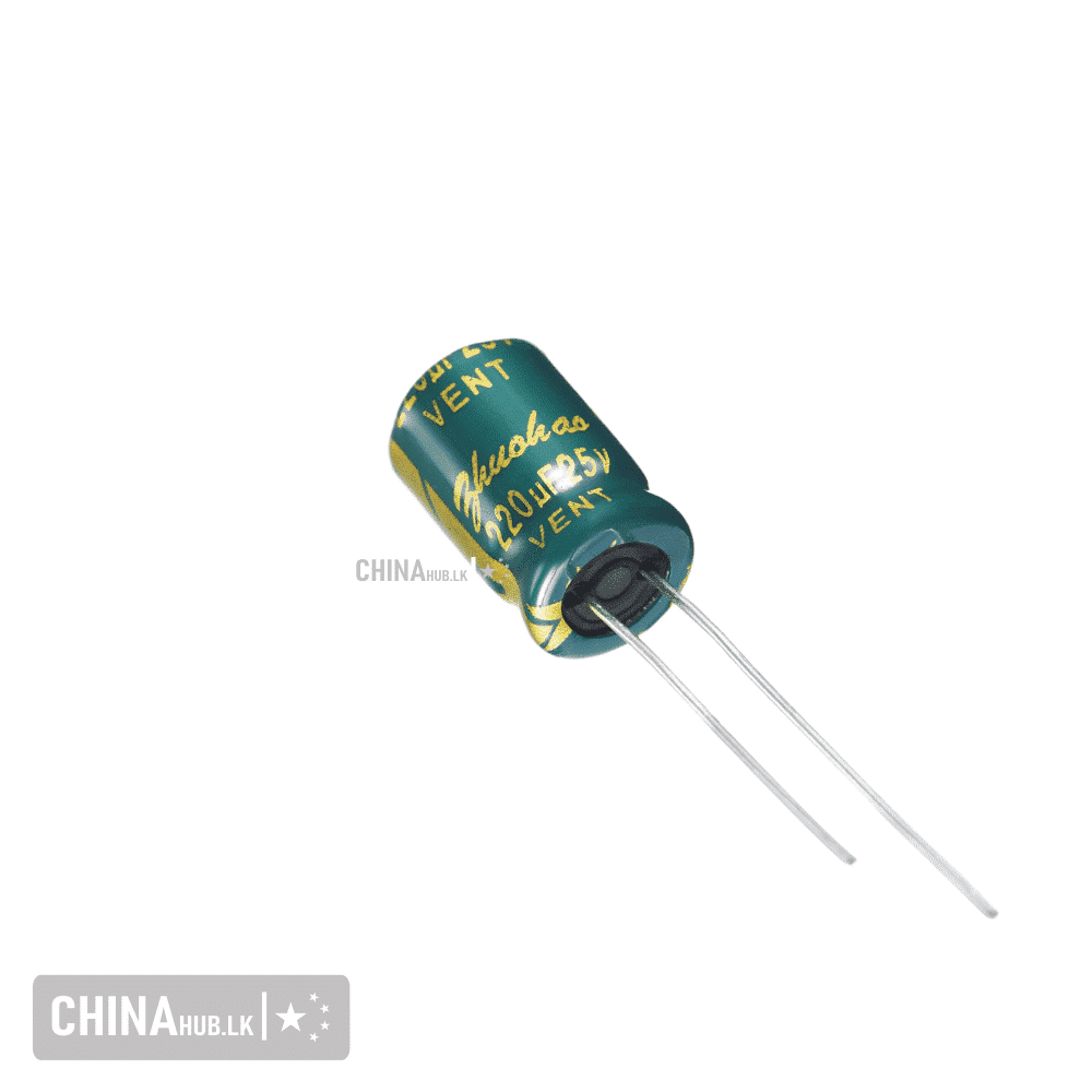 5 Pcs 220uF 10v 105°C Electrolytic Capacitors - Radial, 6x8mm, ±20% - Ch+ngx