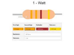 330 ohm Resistor 1 watt 10 pcs pack