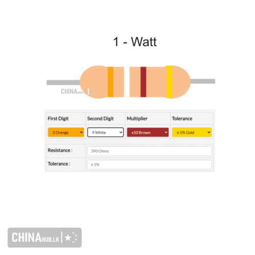 390 ohm 1 watt resistor