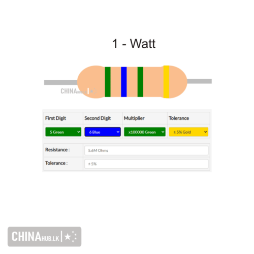 5.6 mega ohm 1 watt resistor