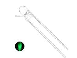 Green LED 3mm glass 12 pcs pack